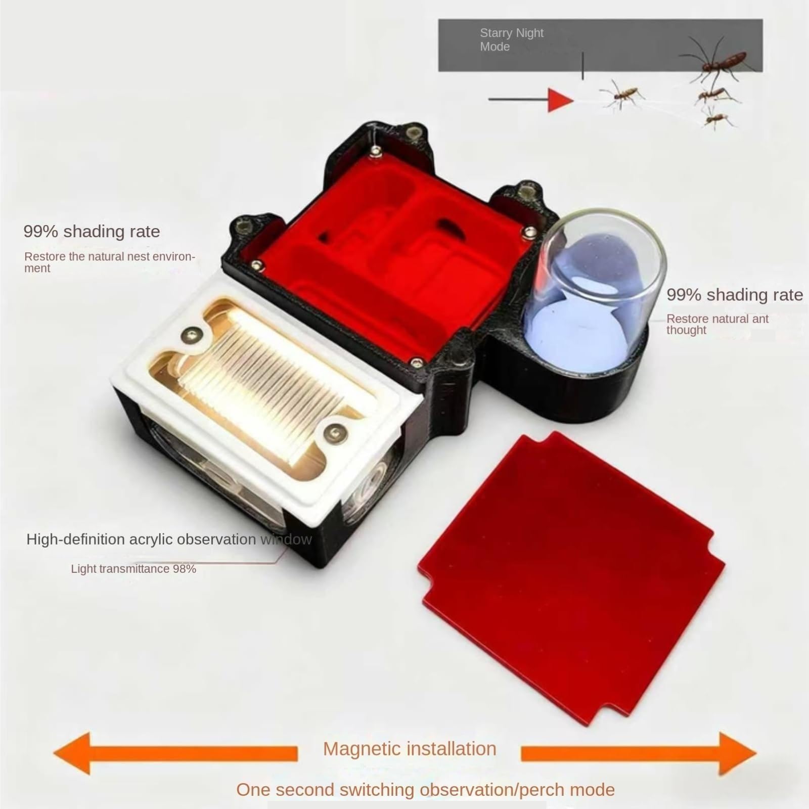 esmen Formicaio impilabile in Acrilico ad Alta trasparenza - Nido di Installazione Magnetico for l'osservazione, simula l'habitat Naturale Casetta per Animali(Beige)