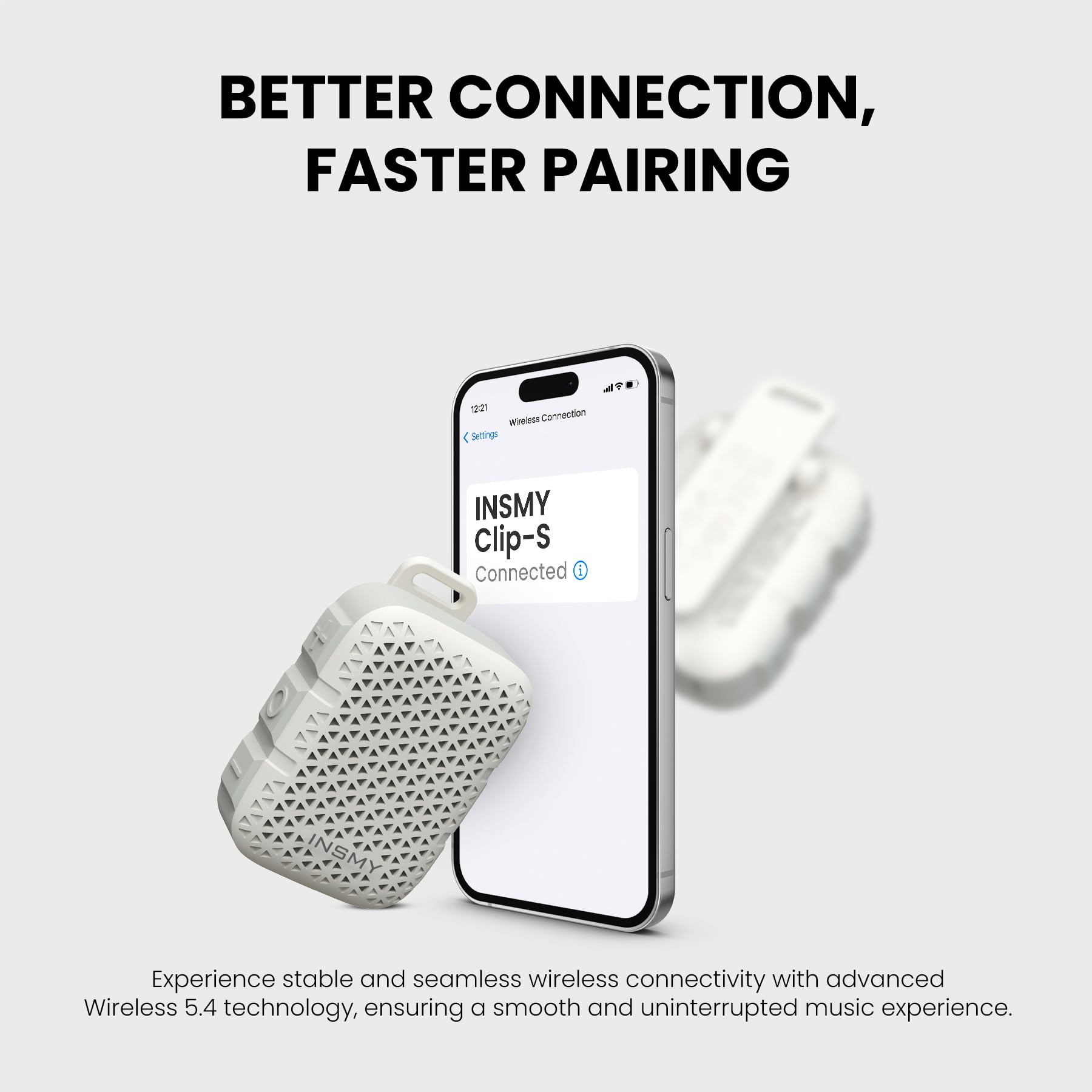 INSMY Altavoces Bluetooth portátiles, resistentes al agua IP67, altavoz personal pequeño portátil con clip, sonido limpio, par estéreo, micrófono inalámbrico 5.4/ENC integrado, ligero para golf