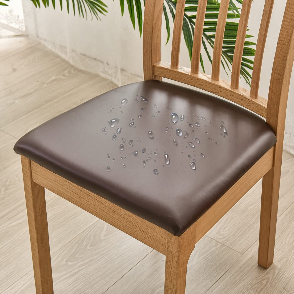 Highdi Fundas Elásticas De Silla (Pack 2) – Cuero PU Impermeable, Antideslizantes Y Lavables Para Comedor Y Oficina