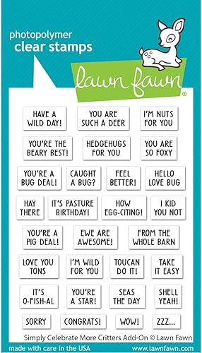 Miniatura 1 de Lawn Fawn LF3166 Simply Celebrate More Critters Add-On 3X4 Juego de sellos transparentes