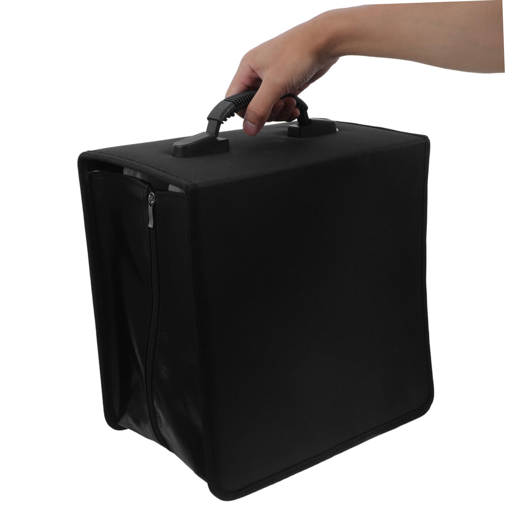 Garneck Portaoggetti Per Cd Dvd in Pelle Pu Nera Raccoglitore Per Cd Dvd Da Dischi Organizer Con Maniglia Custodia Protettiva Per Dischi Espositore Per Collezione