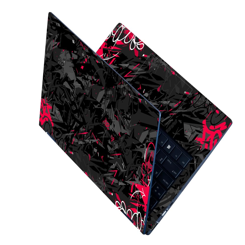 Full Body UV Printed Removable Premium Laptop Skin Upto 15.6 inch Sticker Compatible for Dell/HP/Lenovo/Acer/Asus All Laptop Size Upto 14 to 15.6 Inch - Black Red Graffiti-image-12