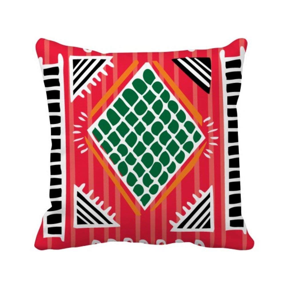 Coussin Totems Civilisation Ancienne Vert Mexique Ligne Rouge 40x40cm