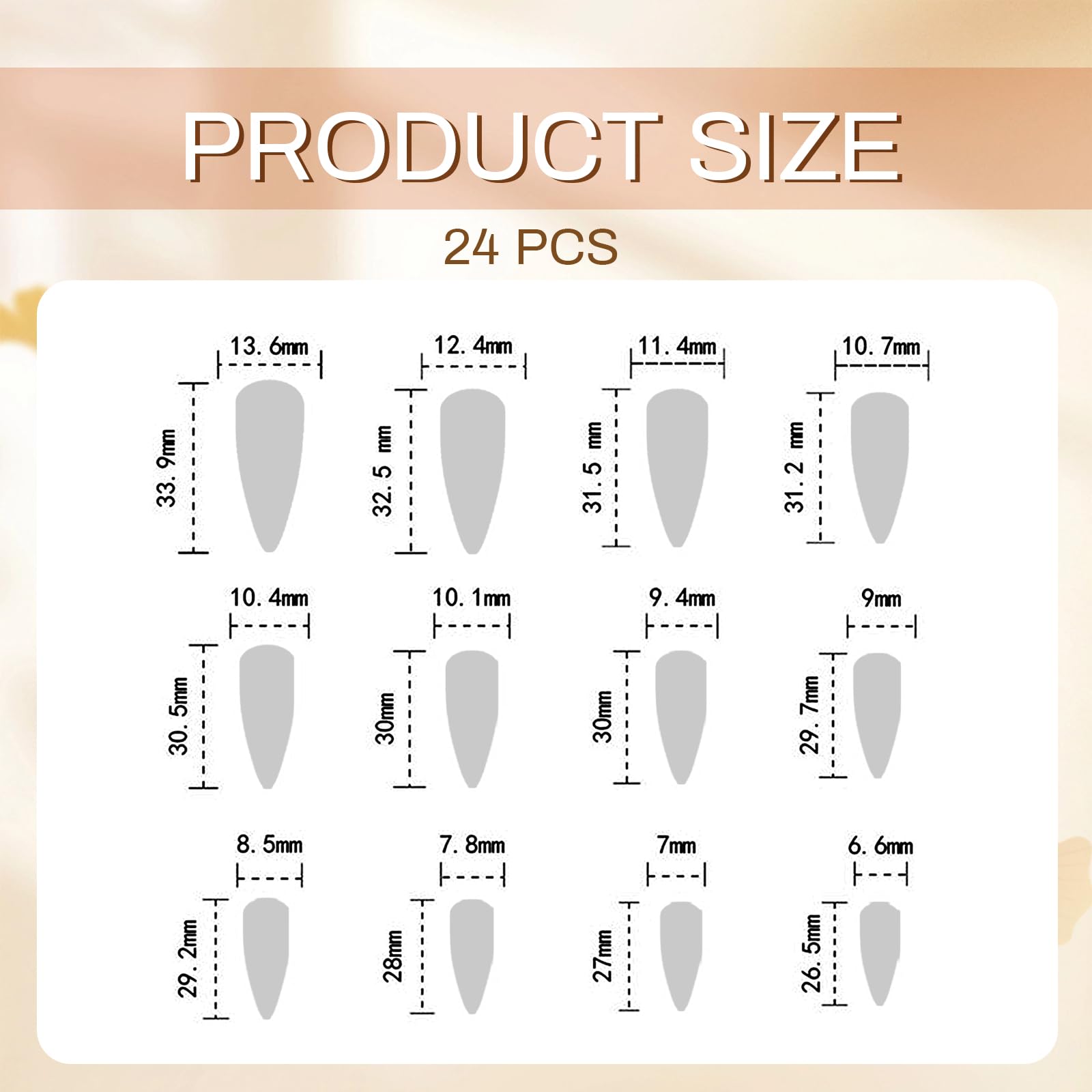 GlamRays 24pc Gothic Black Butterfly Acrylic Stiletto False Nails, Pack of 1 Set, 12 Different Sizes, 1 ml (Pack of 24) - Image 2