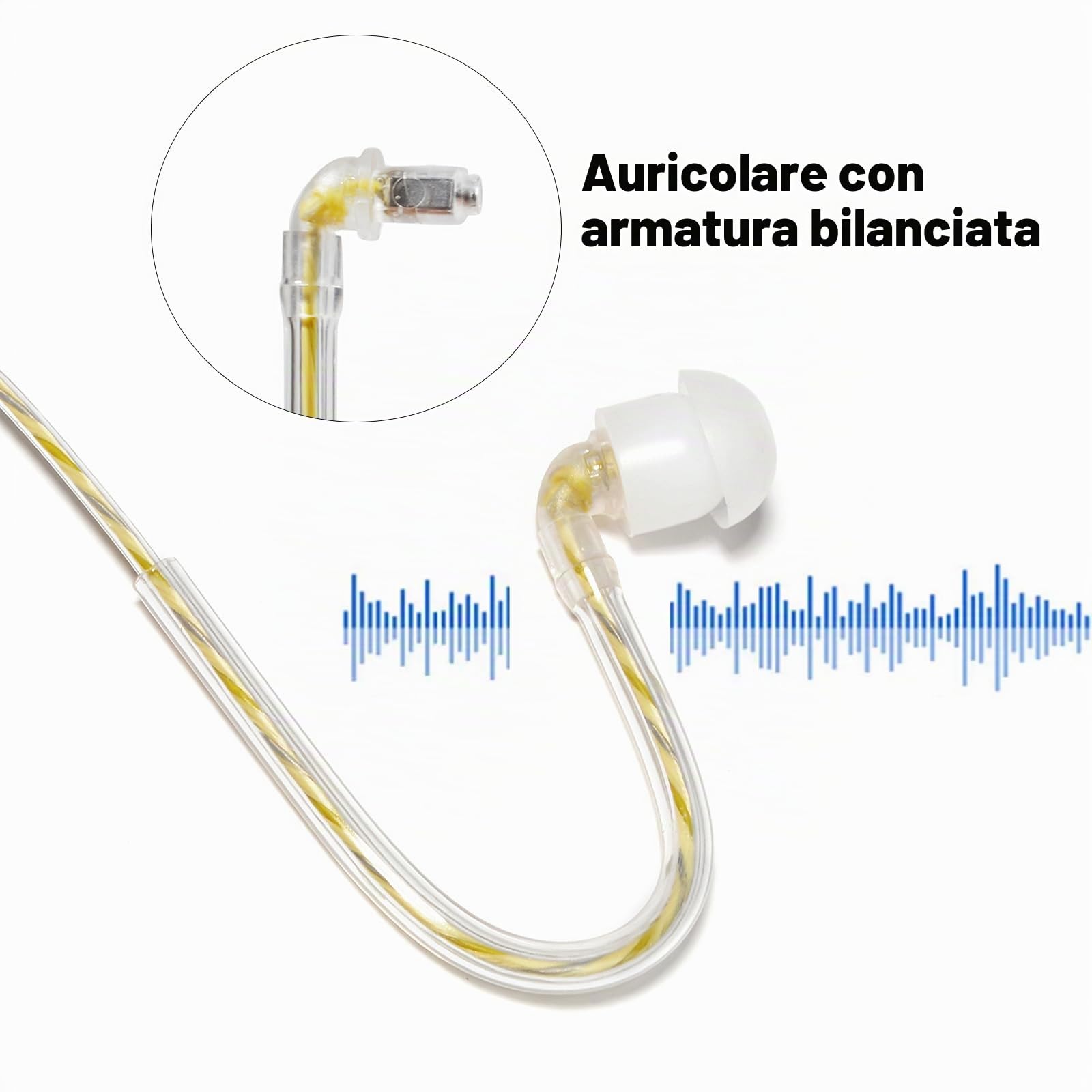 UAYESOK Auricolare radio di sicurezza nascosto da 3,5 mm, 1 pin solo ascolto armatura bilanciata, cuffie walkie talkie con auricolari per altoparlante remoto microfono Motorola Icom