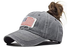 Distressed Patriotic Ponytail Hat for Women