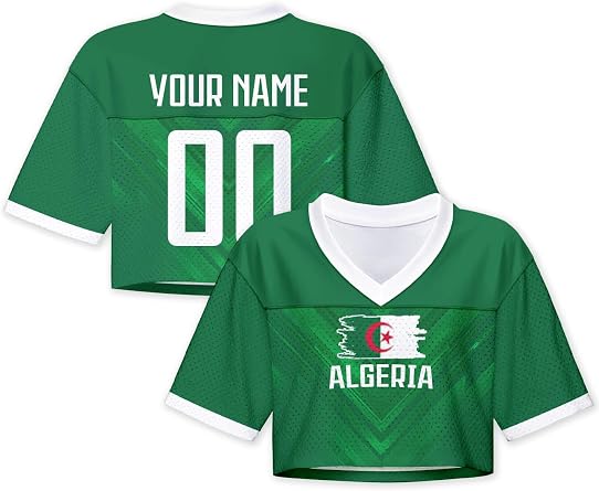 Womens Football Cropped Top Soccer Jersey 2026 Style National Colors Flag Custom Name Number Athletic Fit