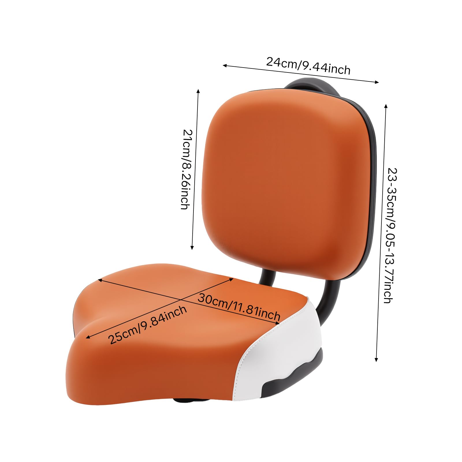Siège de vélo avec dossier, selle de vélo confortable surdimensionnée pour hommes et femmes, siège de selle à trois roues réglable en hauteur pour vélo de ville, vélo de banlieue vélo électrique