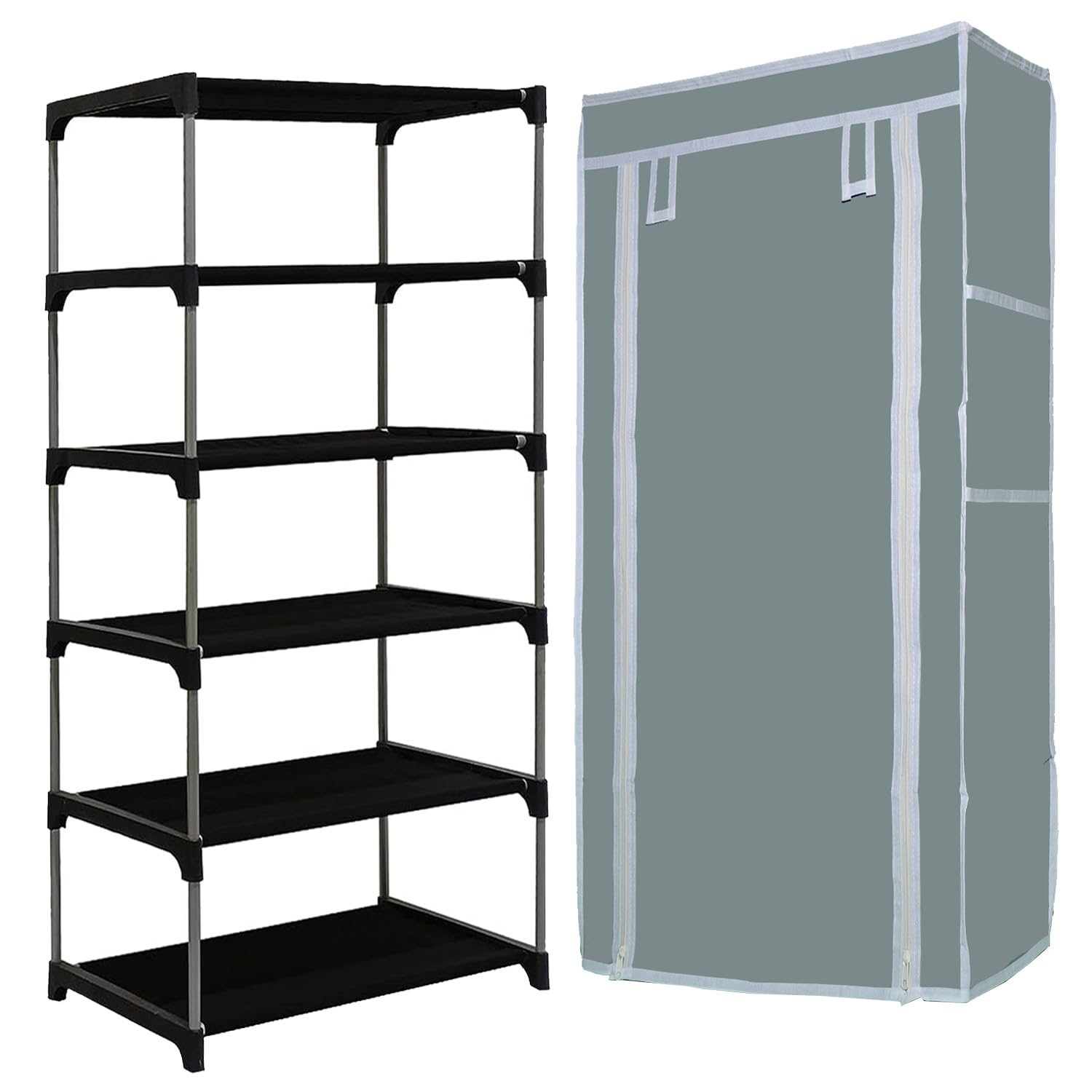 DEMARK Portable Shoe Rack Stand for Home Multipurpose Storage Organizer Lightweight with Iron Pipes Dust Proof Cover (Shoe-Rack-5-Layer, Grey) (B0CFTXGY8H) Amazon Price History, Amazon Price Tracker
