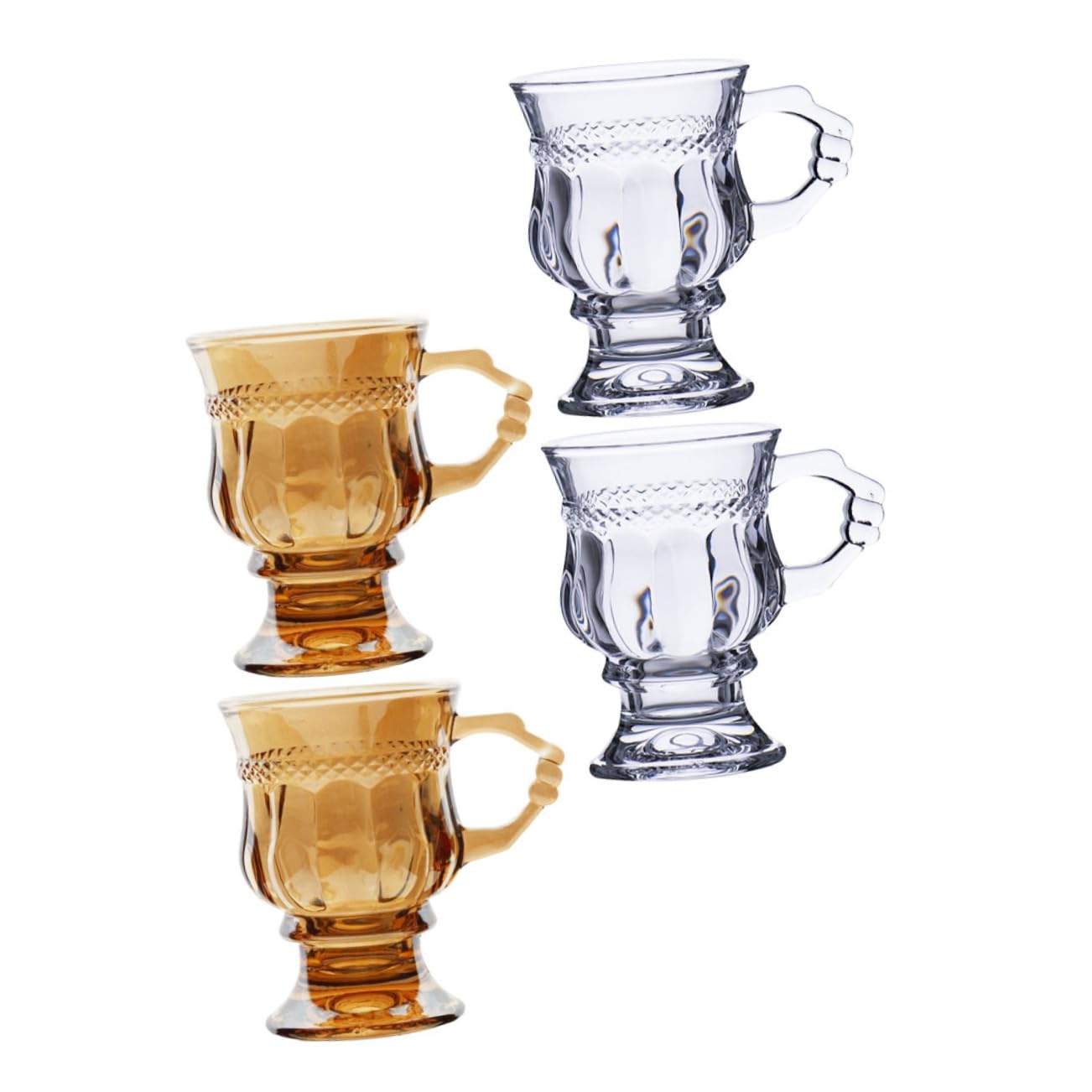 MAGICLULU Bicchiere in Vetro Goffrato Vintage Stelo, 4 Pezzi