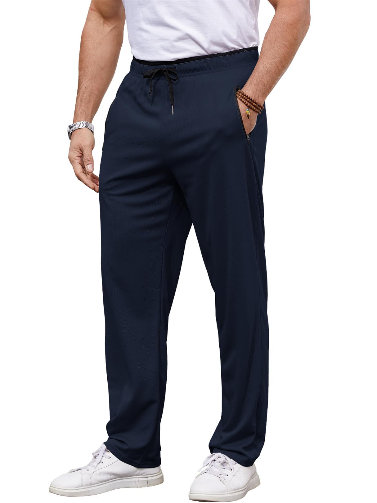 YloveM Jogginghose Herren Baggy mit Taschen Freizeithose Trainingshose Herren Lang mit ReißVerschluss Sweatpants Jogger Slim Fit Hosen Sporthose Männer