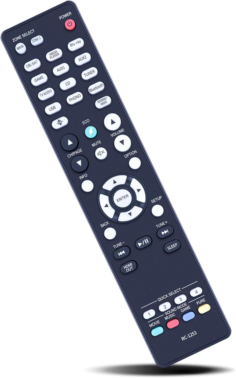New RC-1253 Replacement Remote Control for Denon 8K Ultra HD AV A/V Surround Receiver AVR-X2800H AVRX2800H
