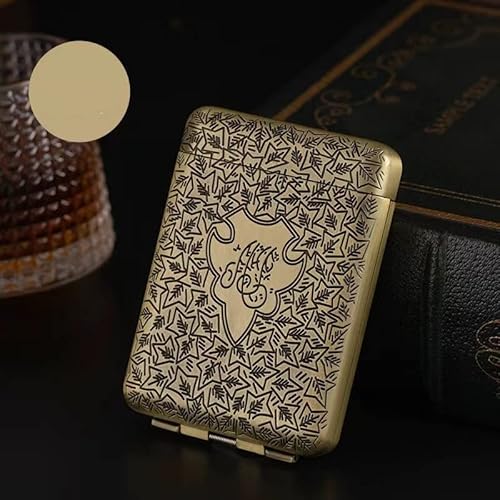 Caja de metal retro para cigarrillos - Soporte para 16 cigarrillos de 100 mm titular de la tarjeta de crédito cartera protectora de seguridad para hombres y mujeres (bronce) Cover
