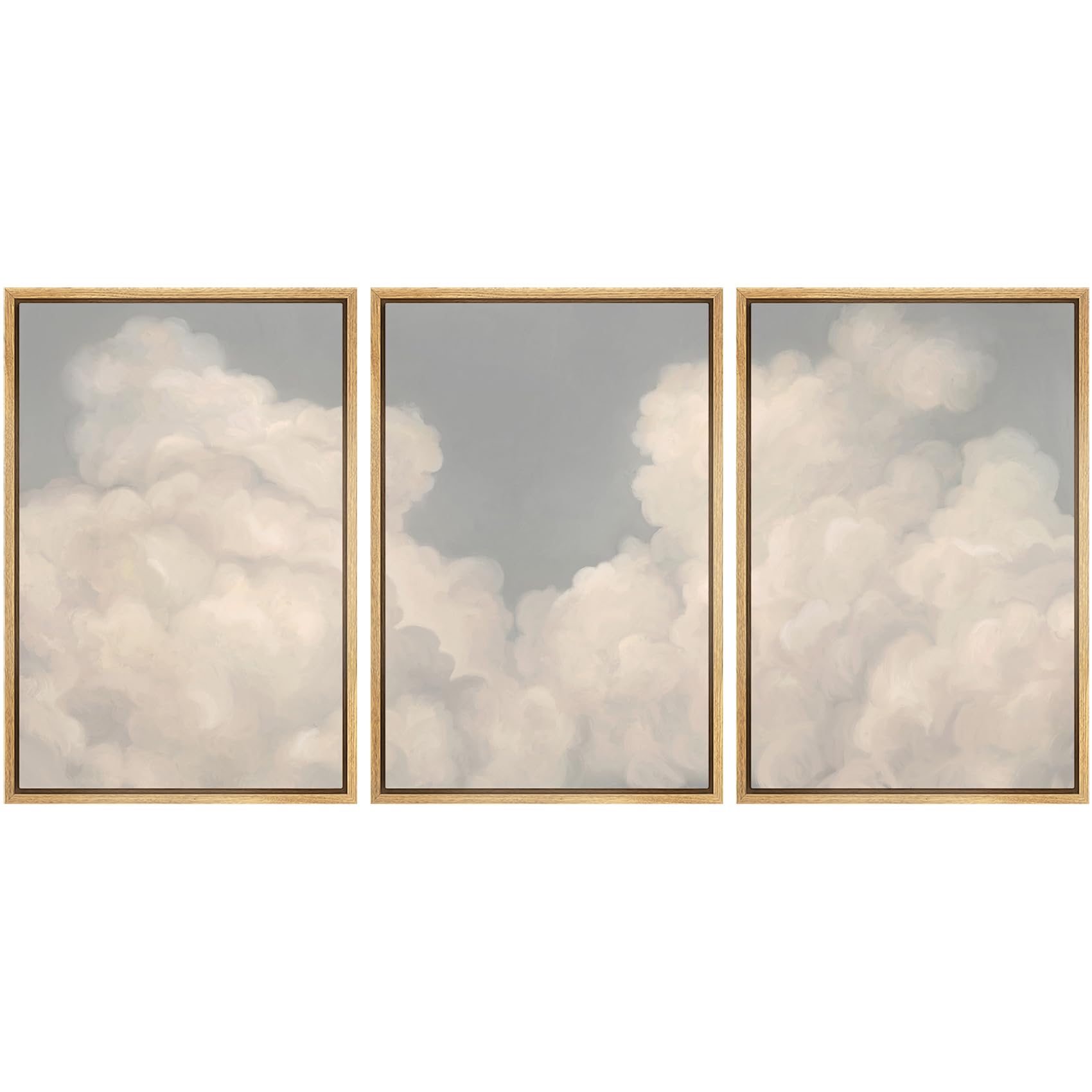 idea4wall framed canvas print wall art setdreamy cloudscape soft pastel sky with gentle clouds illustrations modern art decorative for living room, bedroom, office - 16"x24"x3 color black 