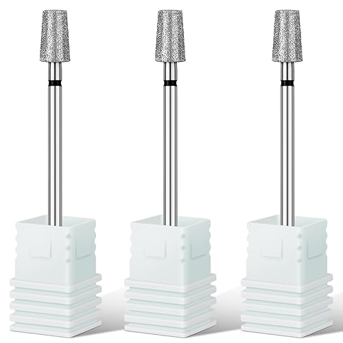 Rolybag Brocas de cutícula para uñas, barril cónico para cutículas, brocas de diamante de 332 pulgadas, taladro de limpieza de cutículas de
