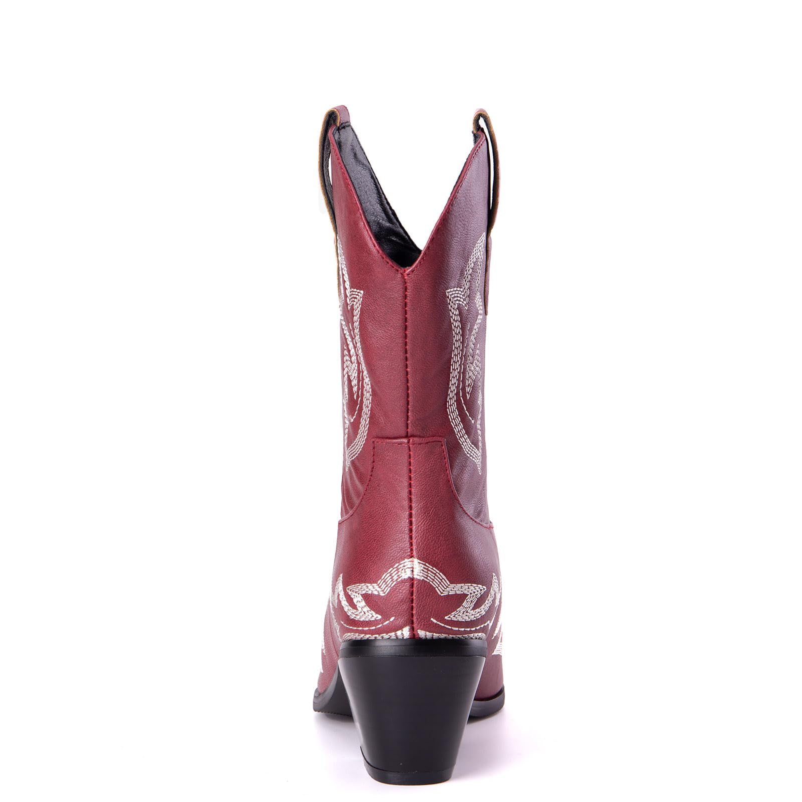 Damskie buty kowbojskie z obcasem, buty westernowe ze szpiczastym palcem i haftem, krótka cholewka, vintage, buty ze średnią cholewką, półcholewka