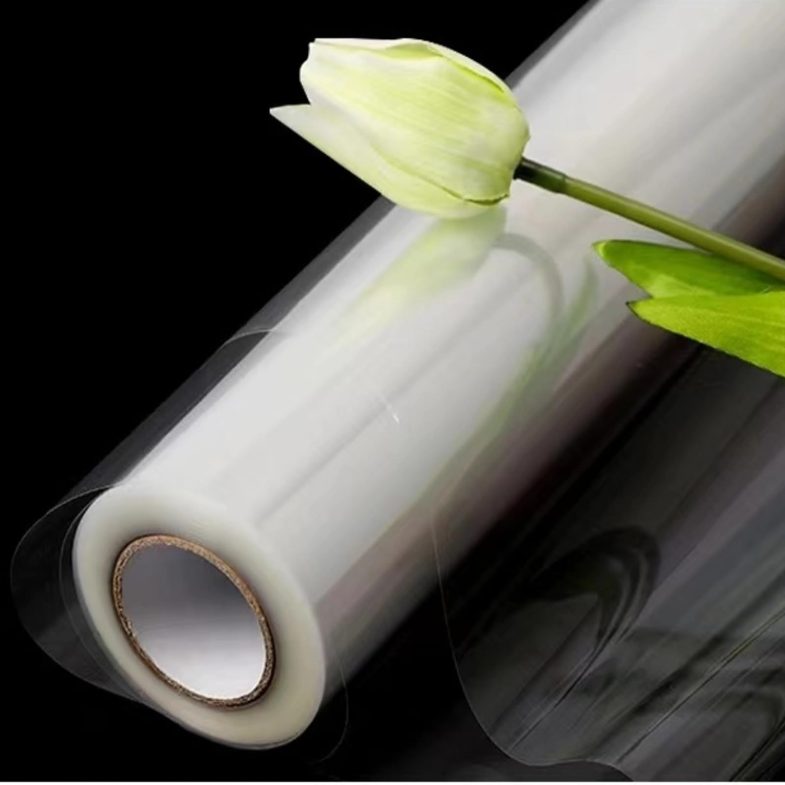 Vanhench 32 in × 50 ft (600") Clear Cellophane Wrap Roll 3Mil Thick for Gift, Basket Treats Bag, Bouquet Flower Wrapping, Clear Plastic Wrap Mothers Day Easter Wrapping Paper (32" fold into 16")