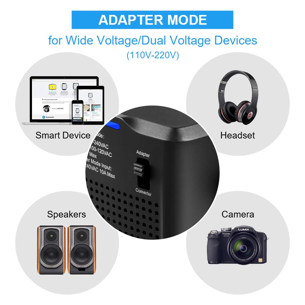 2000W Voltage Converter (220V to 110V) Step Down Universal Travel Plug