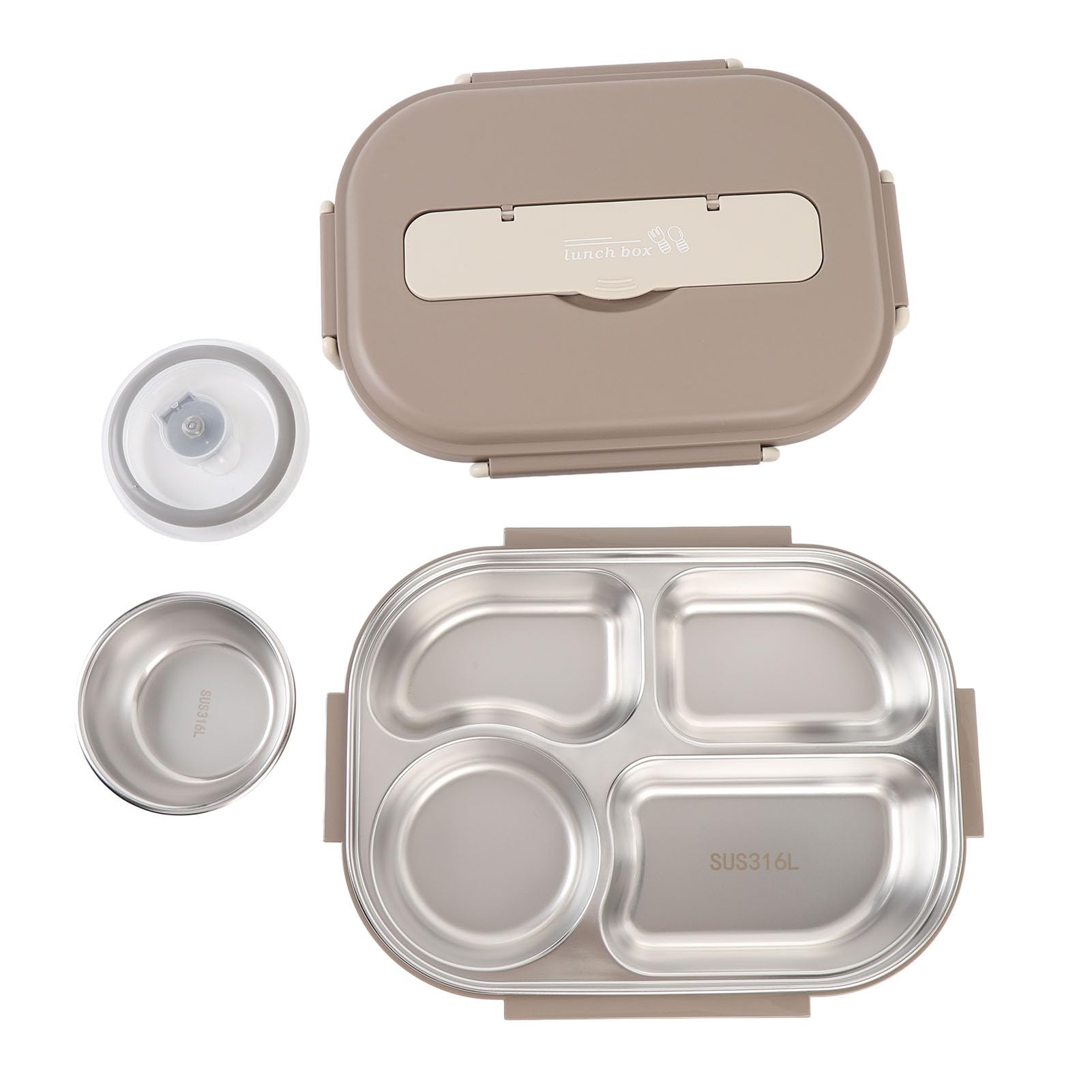 Portapranzo in Acciaio Inossidabile, capacità 1500 Ml con 4 Scomparti, Borsa Termica per Pasti a Scuola e in Ufficio (Caffè)