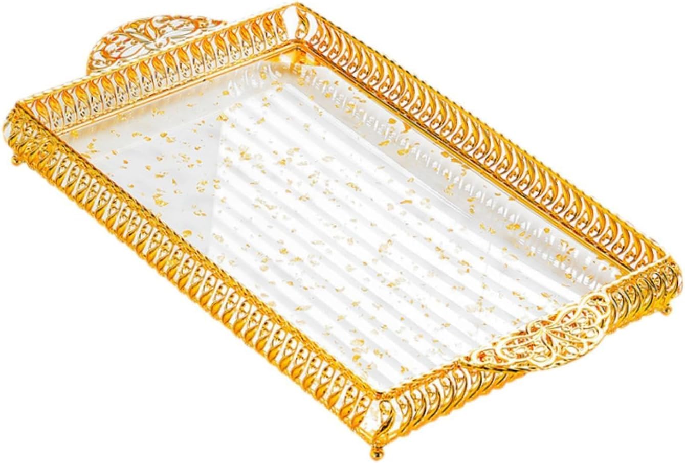 Vassoio da portata con manico, per presentazione decorativa, per feste di inaugurazione della casa, cena, per gioielli, organizzatore per tavolo da caffè (25 x 43,5 x 4 cm)