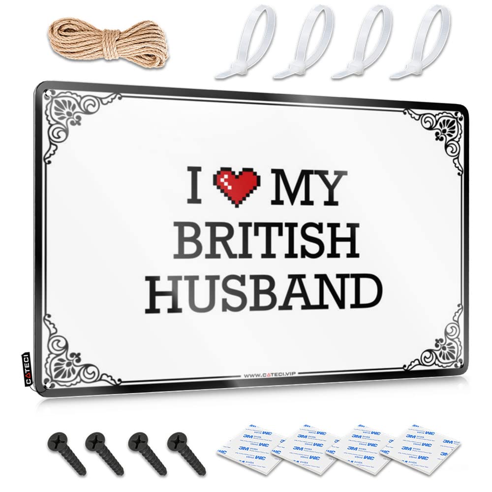 Beauty Custom Funny Vintage Signs | I Love My British Husband Gorgeous Decorative Wall Art Ready To Hang For Outdoor Bar(30X40CM)