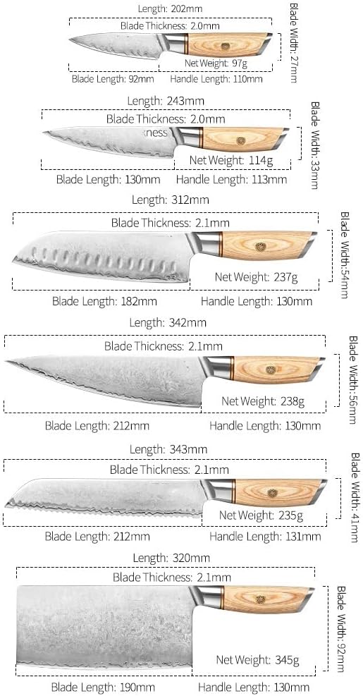DAXXIN Kitchen Knife Sets, 6 PCS Kitchen Chef Set Knife Clad Steel Meat Cleaver Fruit Paring Slicing Meat Knife For Kitchen Tools