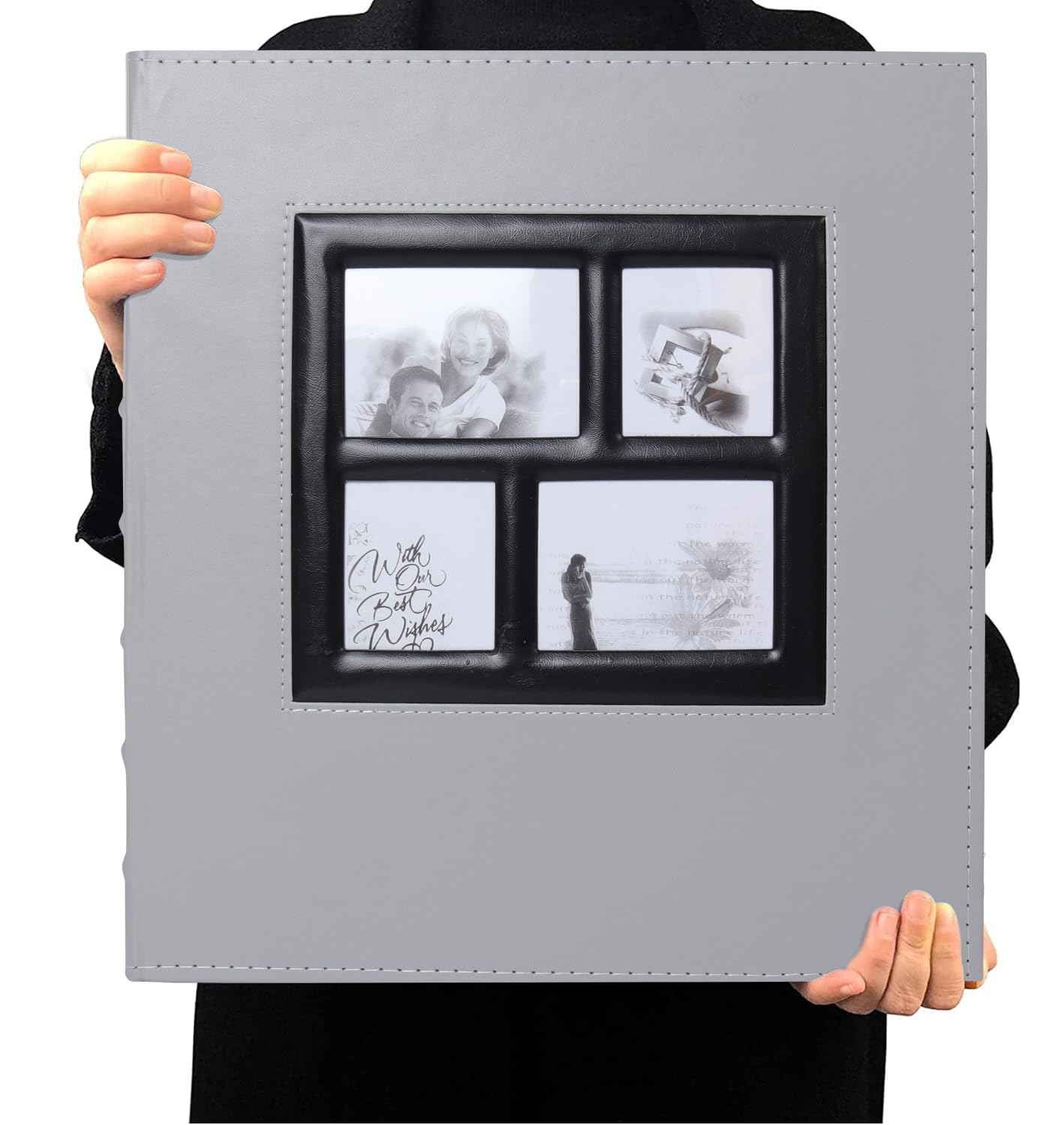 RECUTMSPhoto Album for 4x6 600 Photos, Leather Cover Extra Large Capacity Photo Book for Family Wedding Anniversary Baby (Gray)