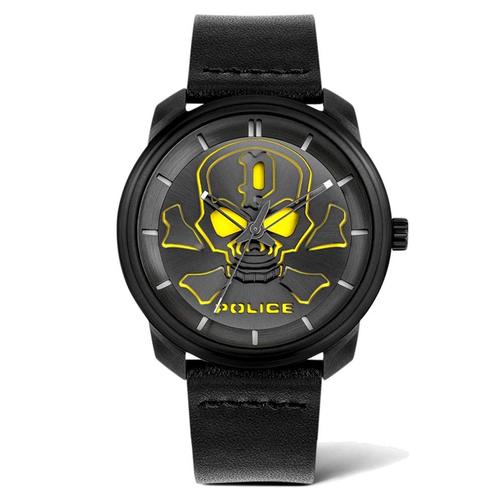 Police Bleder Analogue Black Dial Black Leather Watch For Men - PL 15714JSB-02
