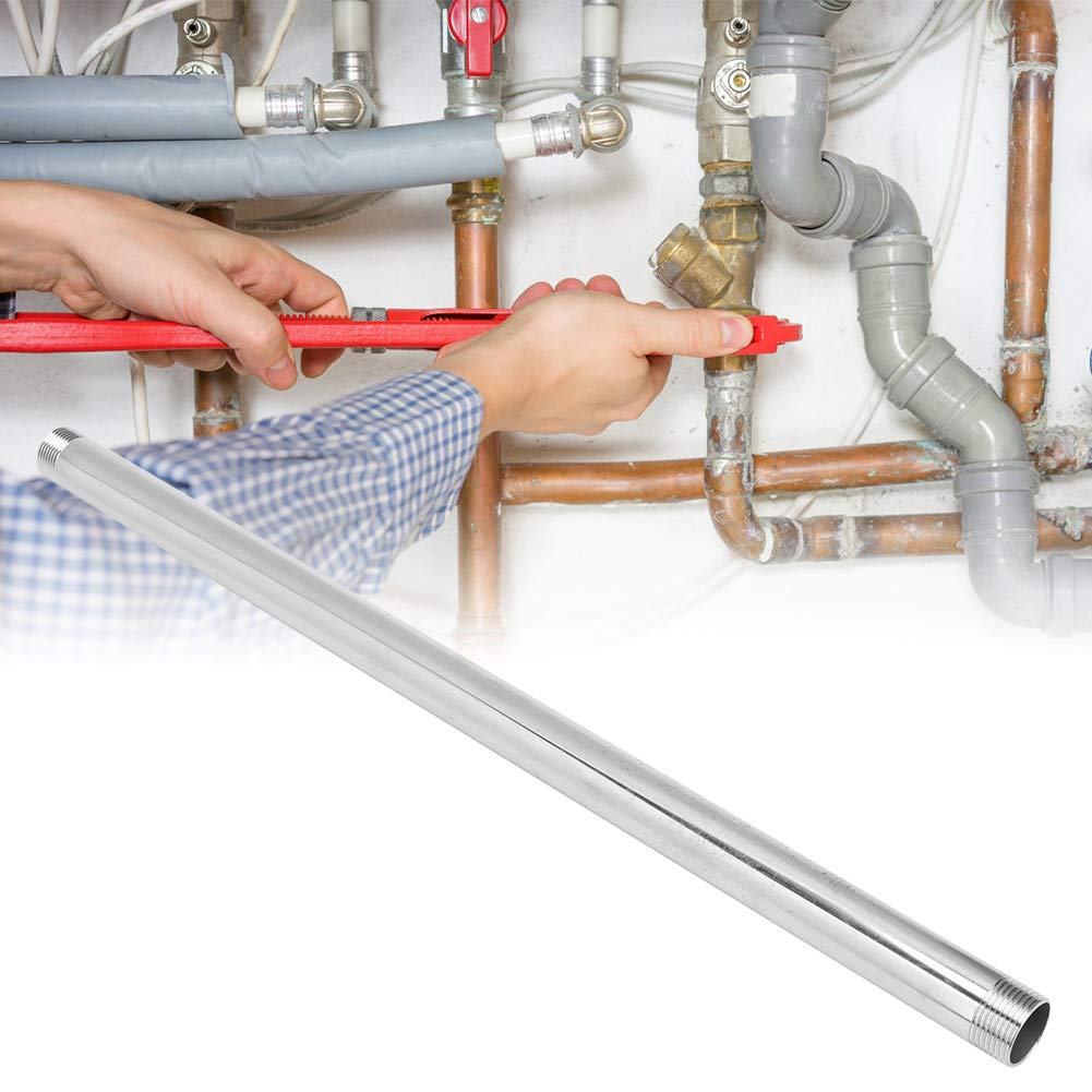Duokon Edelstahl Rohrverschraubung mit Außengewinde G3/4 männlich, 50 cm, 1 Stück, Silber, für Gas, Wasser, Sanitär, Hardware