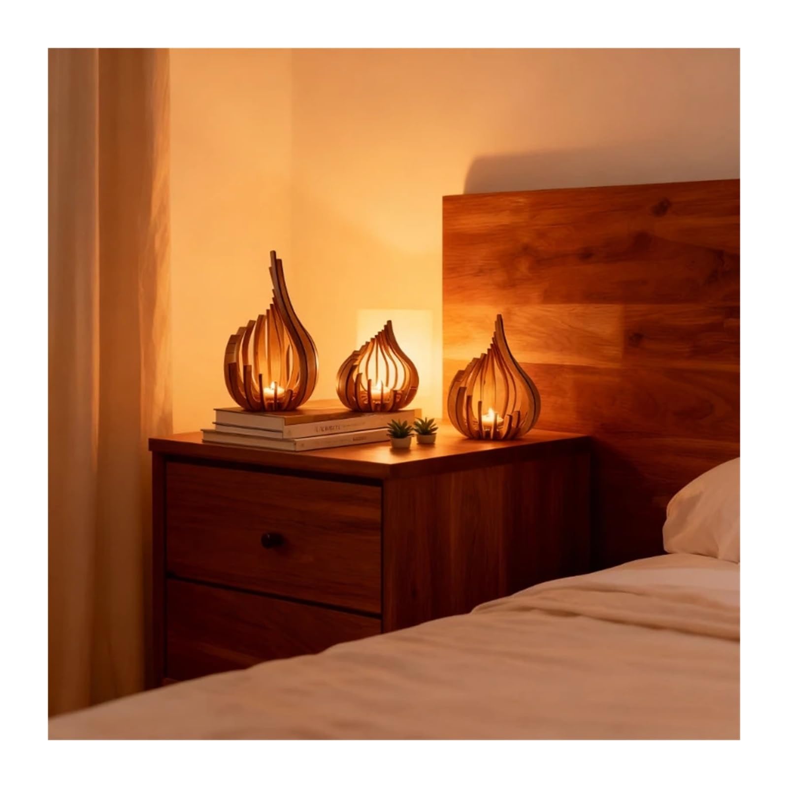 Portavelas de Madera Portavelas Hecho a Mano con Obras de Arte Madera. Decoración navideña/de Escritorio, decoración romántica for Cena a la luz Las Velas
