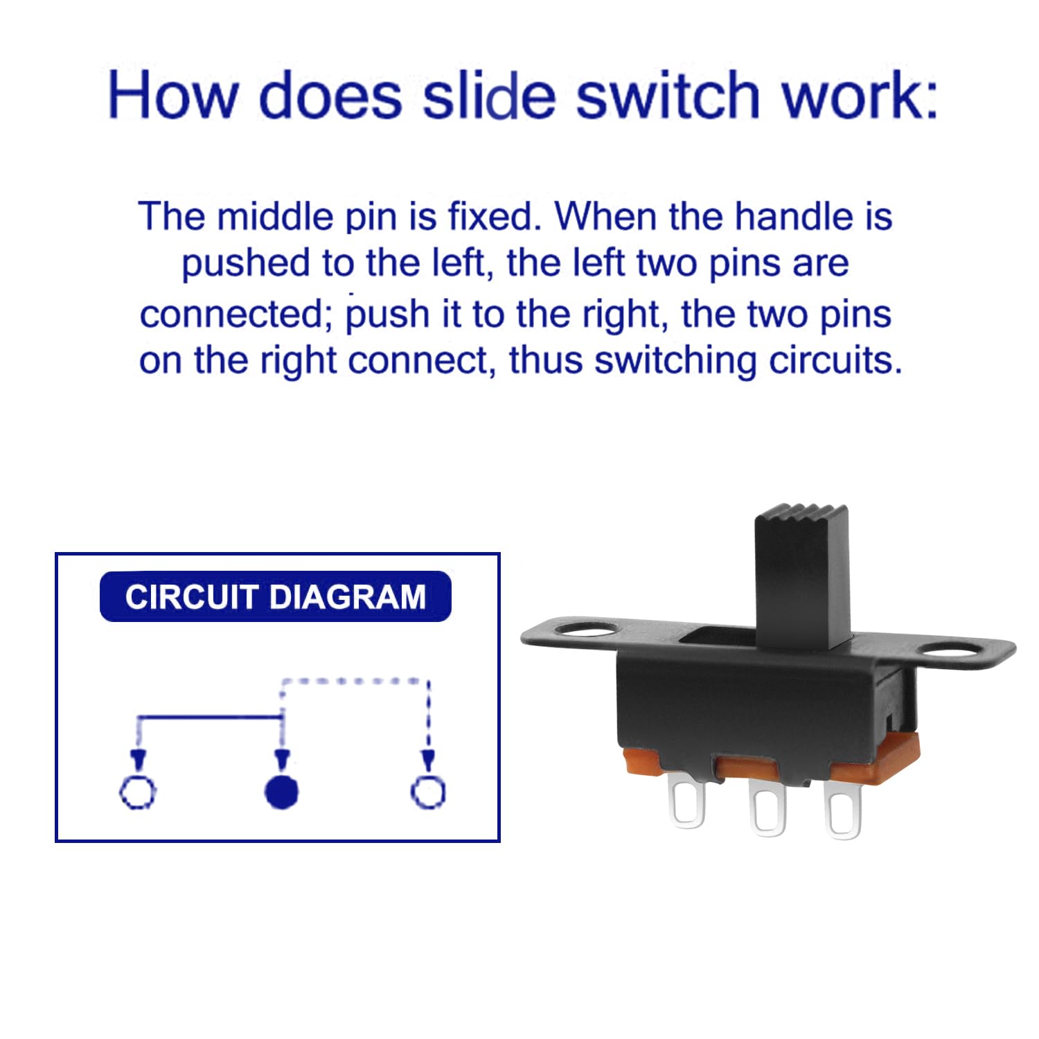 Mini Micro Slide Switch - 1p2t 2 Position - 20pcs SPDT Toggle Switch - Panel Mount Small High Knob Vertical for Breadboard PCB Arduino Electronic Board - (SS12F15) 5mm - Dip Miniature Slide Switch