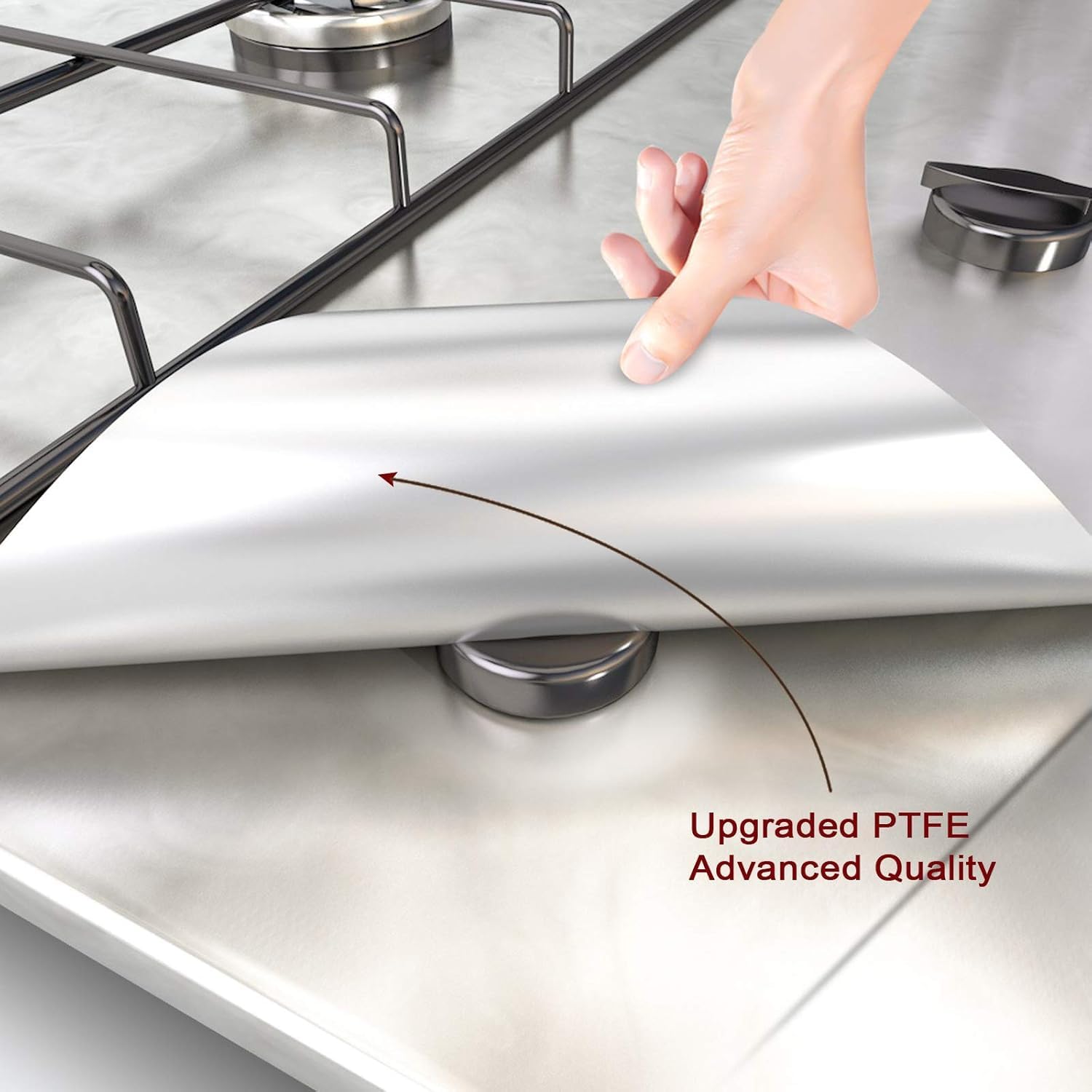 Kelexx Stove Burner Covers - 4PCS Upgraded Double Thickness Liners, Silver Nonstick Reusable Top Protectors, Easy to Clean Kitchen Stove Covers for Burners - Image 7 thumbnail