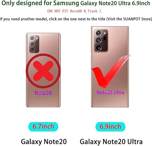 Miniatura 9 de SUANPOT Funda de piel tipo cartera para Samsung Galaxy Note 20 Ultra 5G de 6.9 pulgadas con bloqueo RFID, soporte para tarjetas de crédito, funda