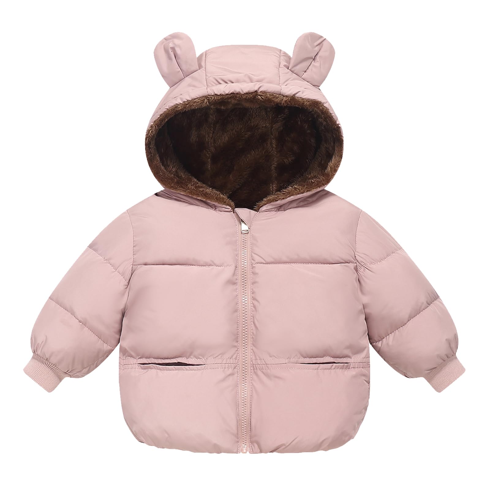 Cappotto per bambini con colletto in pelliccia spessa e felpa con cappuccio - Caldo piumino invernale