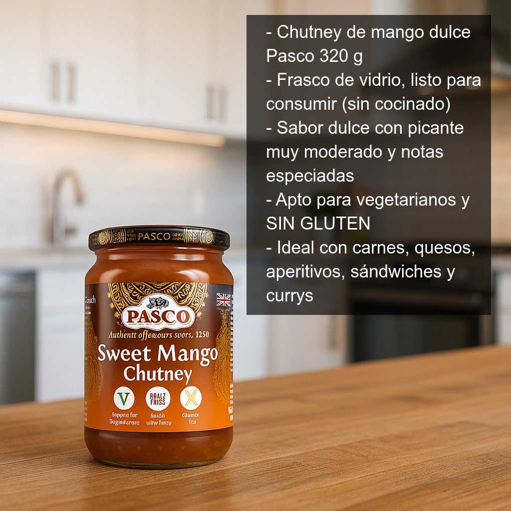 Chutney de Mango Dulce 320g Pack 2 Frascos Sin Gluten Acompañamiento