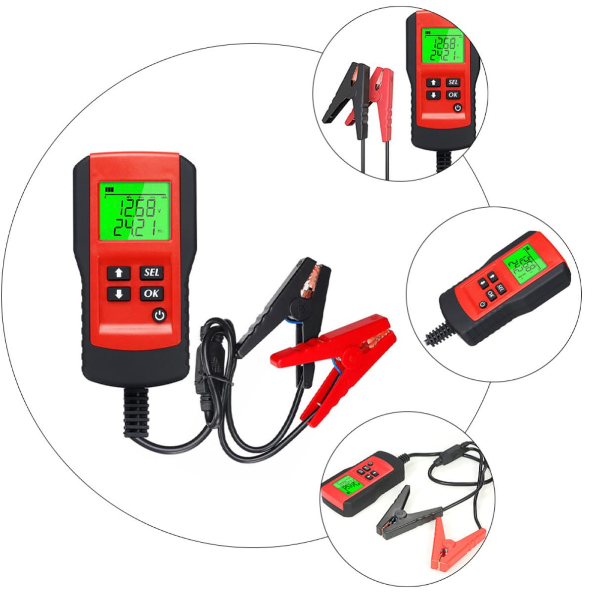 Tester e Display Durata Batteria, Materiale Abs e Rame per Batteria Auto Digitale 12v Risposta Rapida per Diagnostica Batterie Auto e Camion