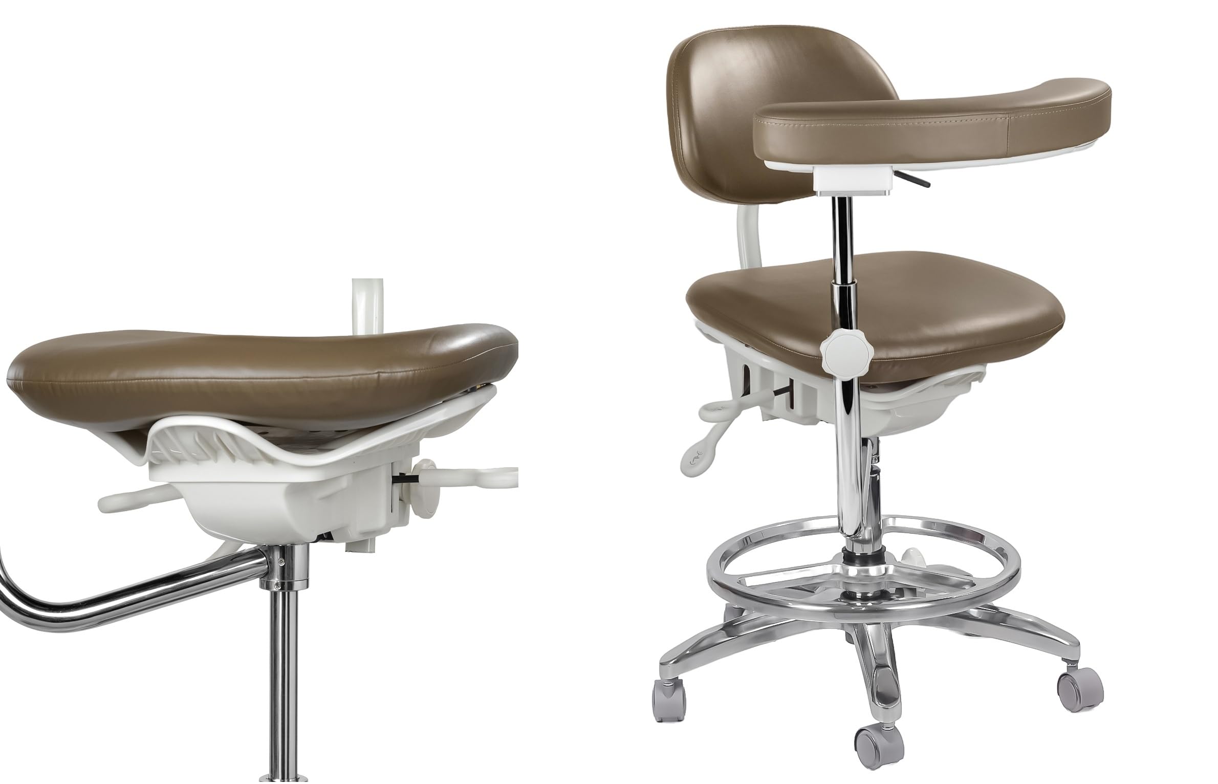 Adjustable Dental Chair with Foot Control with 360° Rotation Armrest Dynamic Height Adjustable Microfiber Leather Walnut