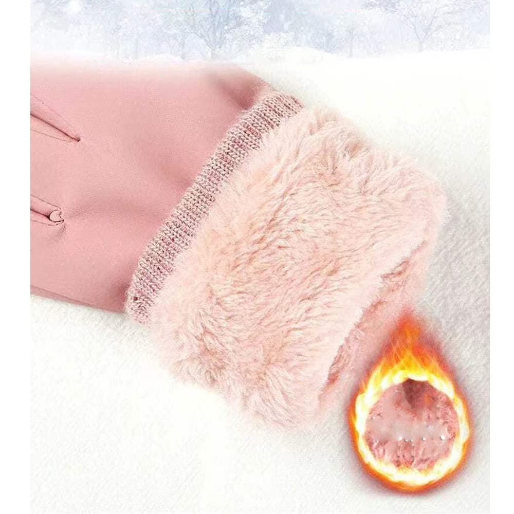 Guantes de Invierno para Mujer con Pantalla táctil, Forro Polar térmico, Guantes de Dedos completos a Prueba de Viento (Argento 1 Pieza)