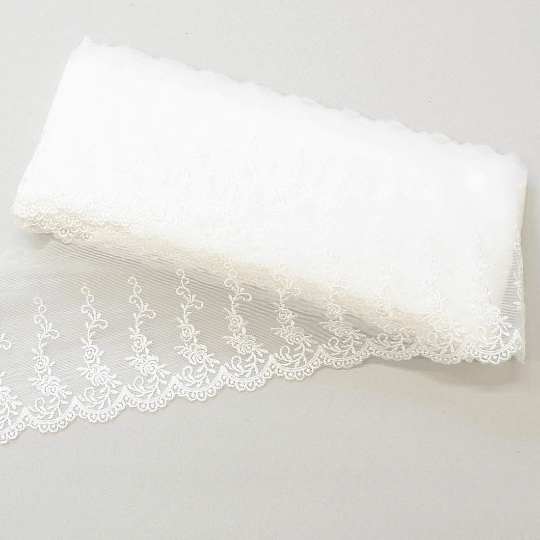 Amazon | 薔薇 の チュールレース 90mm幅 約13m (オフホワイト