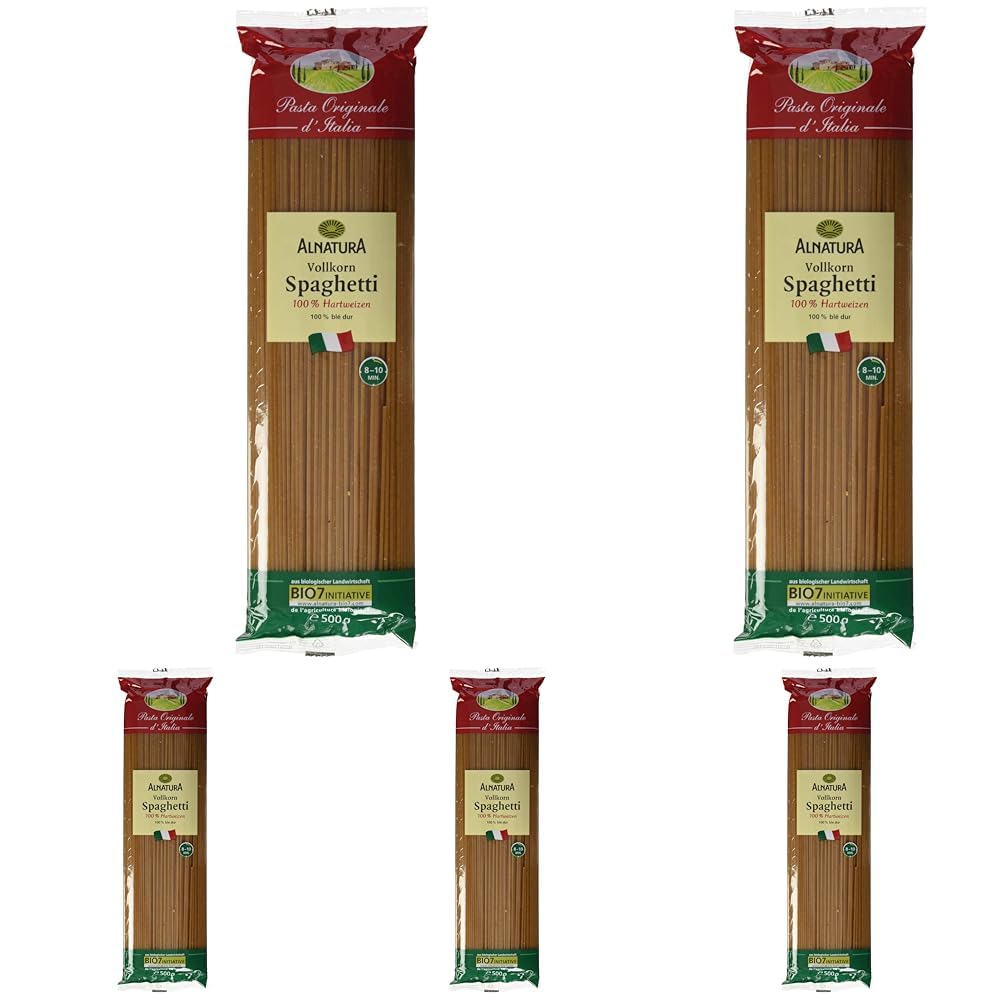 Alnatura Bio Vollkorn Spaghetti, 500g (Packung mit 5)