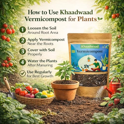 Image of Organic Vermicompost Fertilizer for Plants | Natural Manure & Soil Enricher for Home Garden, Terrace Garden, Pots, Planters & Vegetable Plants (1kg)