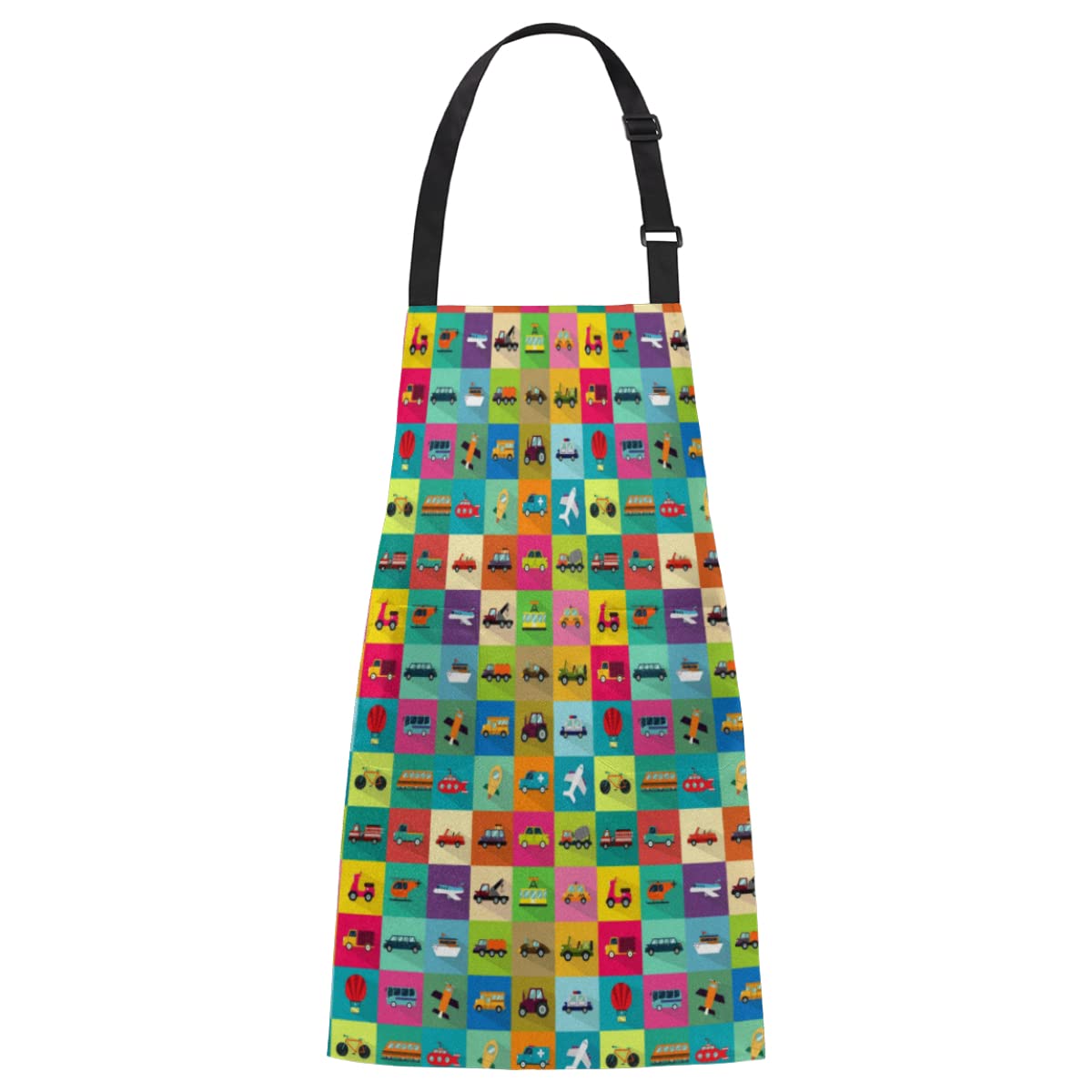 Caroon Transport Decor Waitress Aprons Kitchen Chef Apron with Pockets Waist Apron for Women Men, Caroon Transport Decor