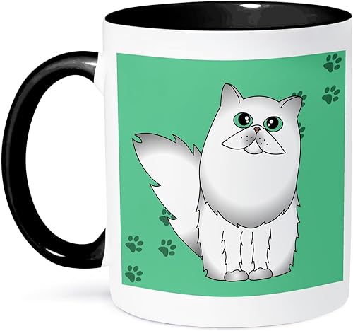 3dRose Janna Salak Designs GatosBlanco Chinchilla long-hairedgato persa paw-printTazas, NegroBlanco 3dRose Janna Salak Designs GatosBlanco Chinchilla long-hairedgato persa paw-printTazas, NegroBlanco