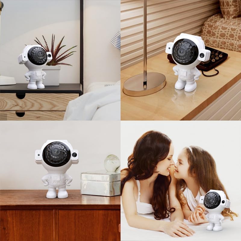 Image of One94Store Astronaut Star Projector Light with 2x4W LED Power, 180 Wide-Angle Projection of Moon, Stars & Clouds, Bluetooth, Voice Activated & Flash Music Modes, Remote with 16.4ft Range, USB Powered