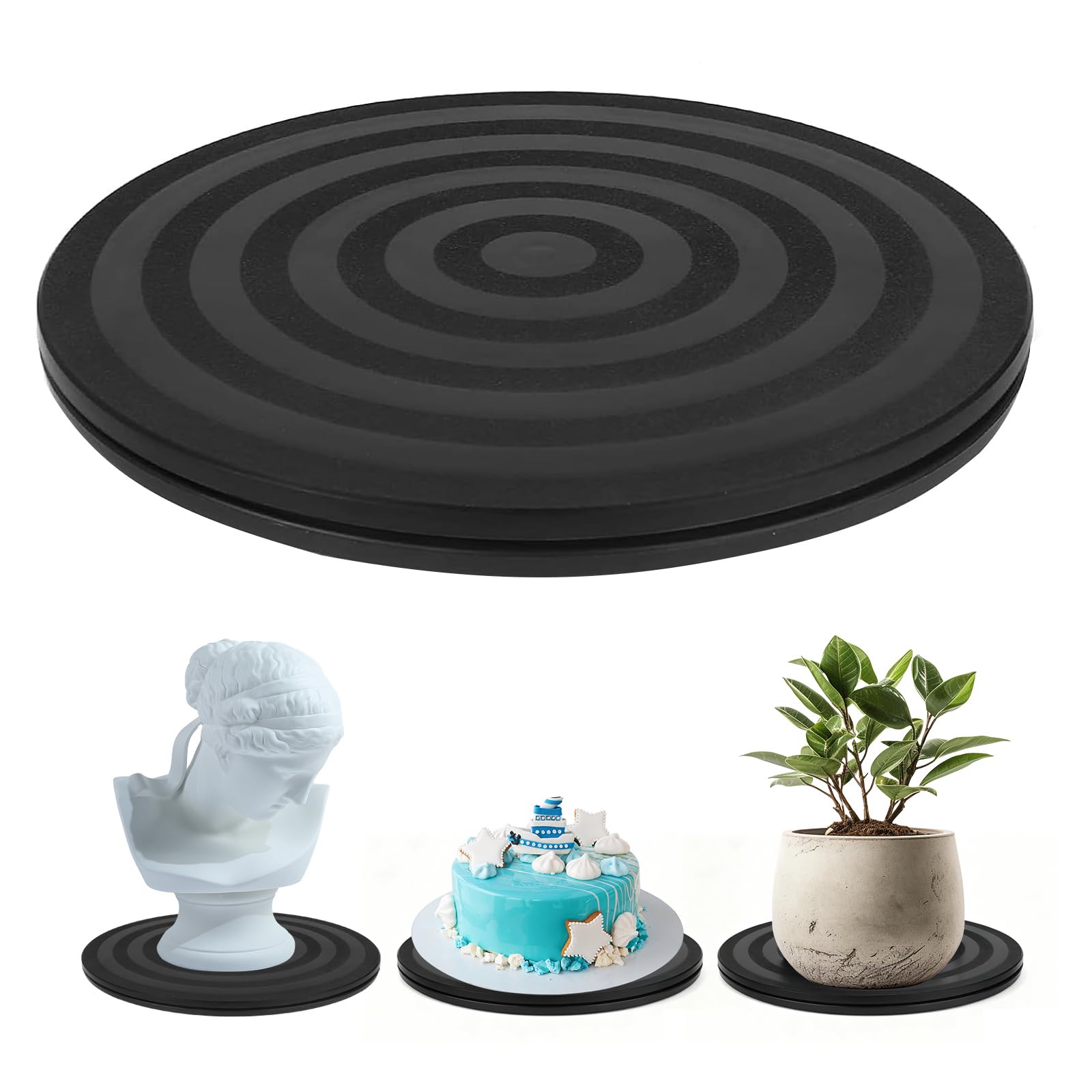 1 plateau tournant universel rotatif à 360 ° - Plateau tournant rond TV avec roulements à billes en acier - Plate-forme rotative de 20 cm - Plateau rotatif multi-usages antidérapant pour gâteau pour