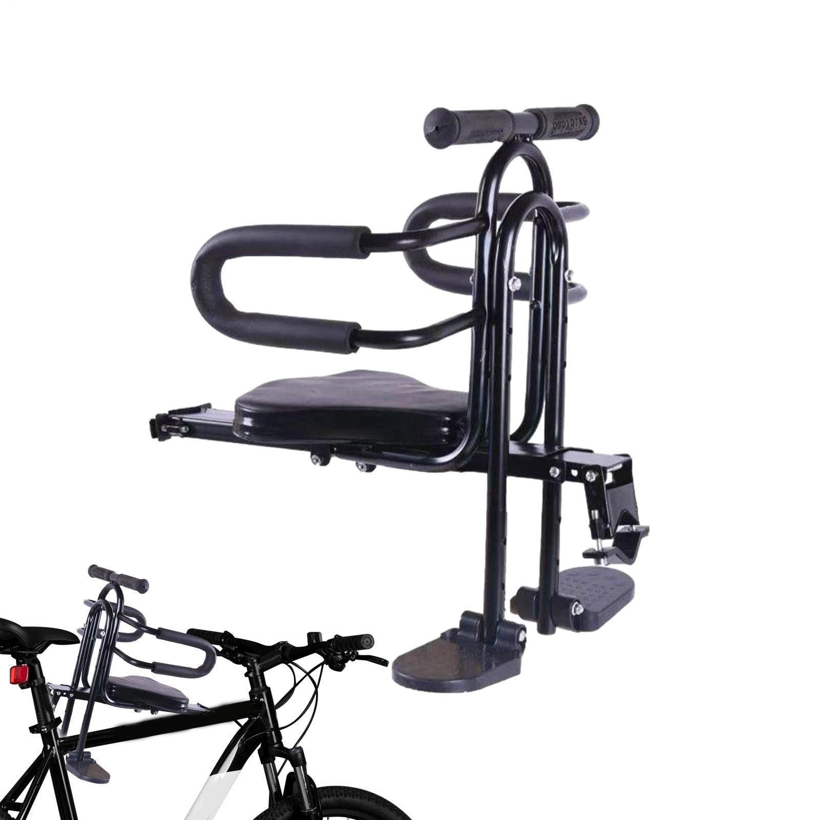 Seggiolino Anteriore Bambini Portabimbi Sicuro, Attacco Bicicletta, Altezza | Montaggio Anteriore Schienale E Pedane Poggiapiedi Adatto A Tutti I Tipi Di Biciclette, Mountain Bike E