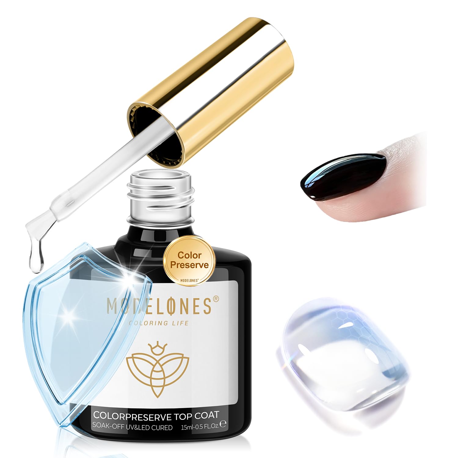 modelones Extra Glossy Gel Top Coat, No Wipe Clear Color Preserve Top Coat