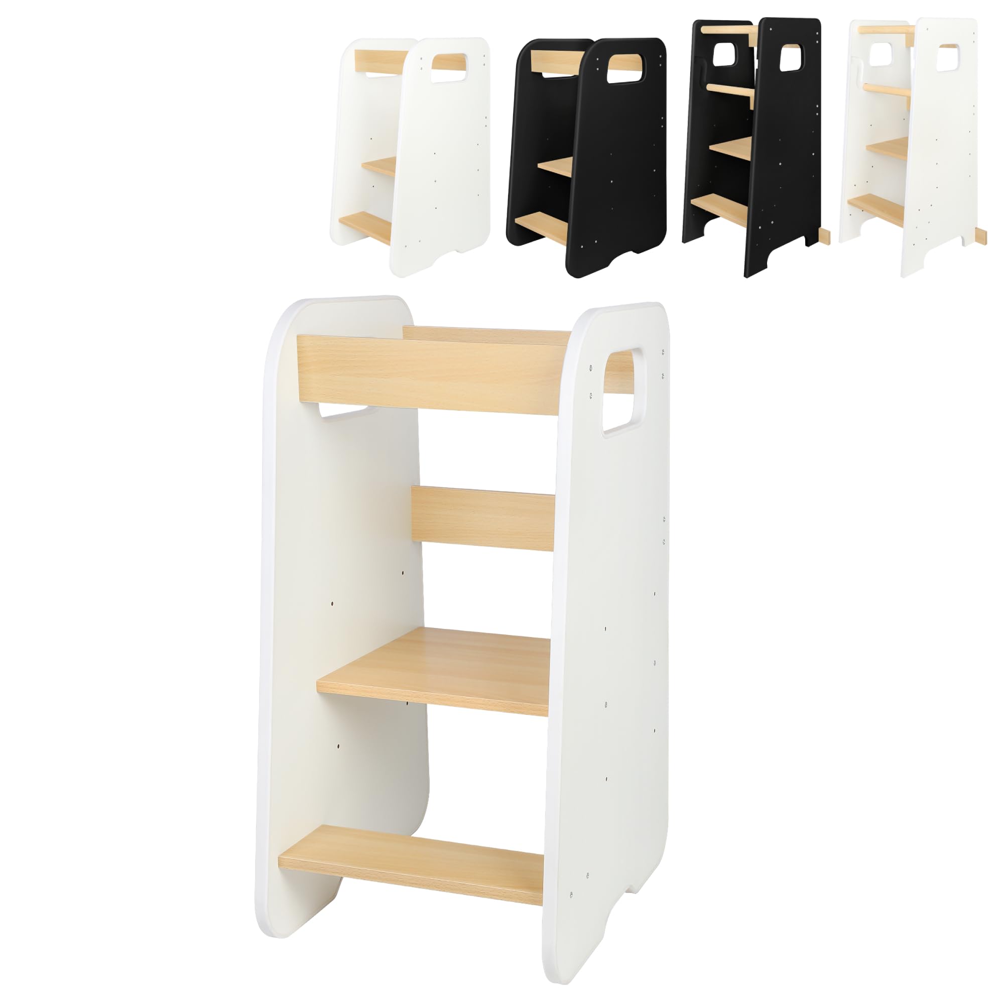 Torre di osservazione Montessori con guide di sicurezza Torre di apprendimento da antiribaltamento Torre di osservazione per bambini sicuro, robusto e sicuro (bianco 50 x 40 x 80 cm)