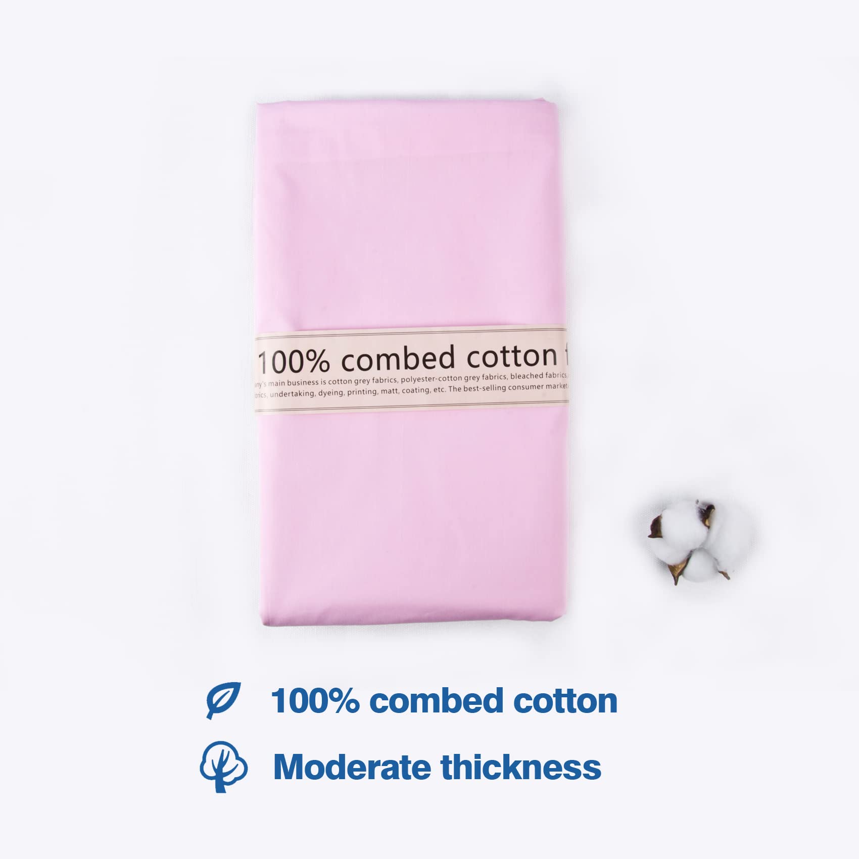 Tessuto di cotone rosa da 5 metri, tessuto popeline di cotone naturale al metro, tessuto rosa, 100% tessuto di cotone largo 150 cm, morbido tessuto di mussola per trapuntatura materiale da cucito per