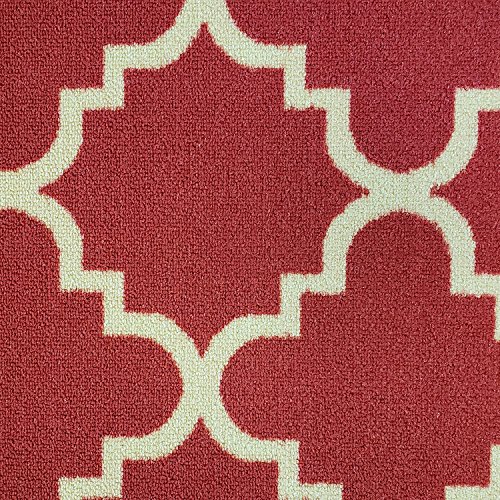 Custom Cut 22-inch Wide by 9-feet Long Runner, Red Moroccan Trellis Non Slip, Non-Skid, Rubber Backed Stair, Hallway, Kitchen, Carpet Runner Rug - Choose Your Width by Length
